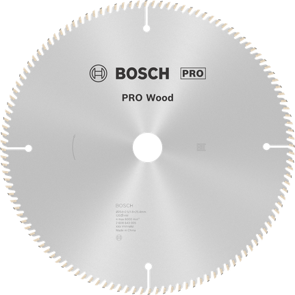Hoja de sierra circular Bosch PRO Wood de 254 mm para cortar madera.