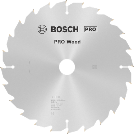 Hoja de sierra circular Bosch PRO para madera de 254 mm para trabajos de carpintería.