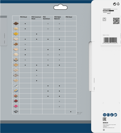 Hoja de sierra circular Bosch PRO Wood de 254 mm para cortar madera.