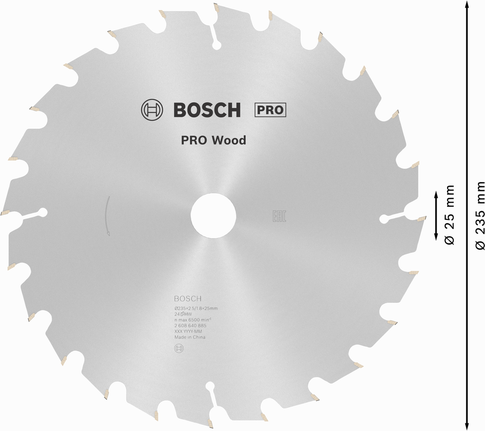 Hoja de sierra circular Bosch PRO Wood 235 mm para madera.