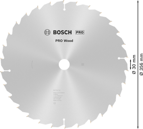 Hoja de sierra circular Bosch PRO Wood de 356 mm para madera.