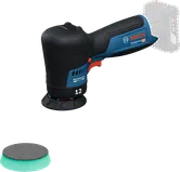 Pulidora a batería Bosch GPX 12V-77 con almohadilla de espuma.