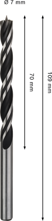 Broca de punta fina para madera Bosch PRO de 7 x 70 x 109 mm.