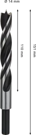 Broca de punta fina para madera Bosch PRO 14x110x151 mm.