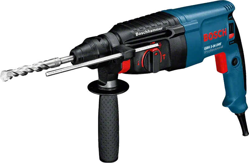 Taladro percutor rotativo Bosch GBH 2-26 DRE con empuñadura lateral.