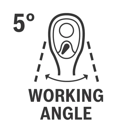 Ángulo de trabajo de 5 grados.