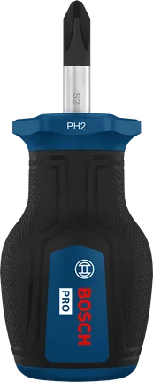 Destornillador Bosch PRO Stubby PH2 x 25 mm con mango ergonómico.