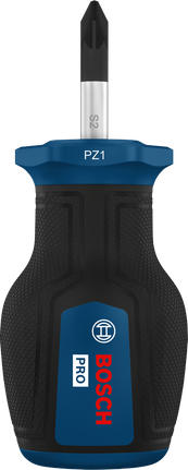 Destornillador Bosch PRO Stubby PZ1 con mango ergonómico.
