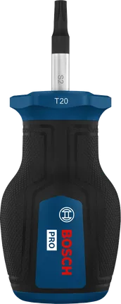 Destornillador Bosch PRO Stubby TX20 con mango ergonómico.
