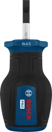 Destornillador Bosch PRO Stubby SL1.0x4.5 con mango ergonómico.