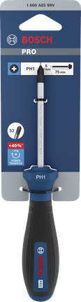 Destornillador Bosch PRO PH1 x 75 mm con mango ergonómico.
