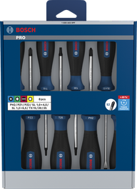 Juego de destornilladores Bosch PRO de 8 piezas con vástago S2.