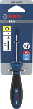 Destornillador Bosch PRO TX9 x 60 mm con mango ergonómico.