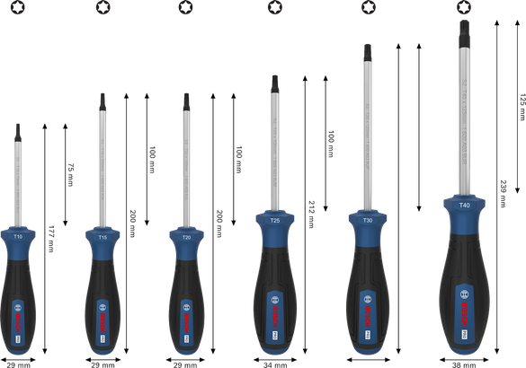 Juego de desatornilladores PRO Torx, 6 piezas