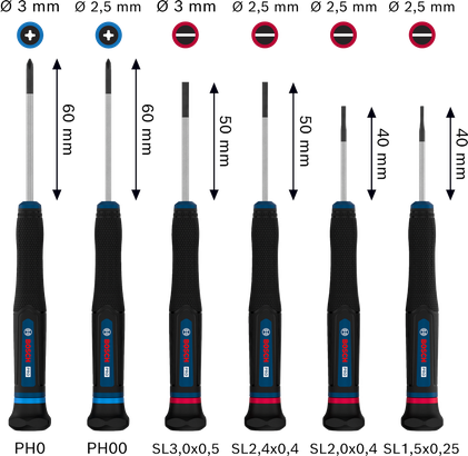 Juego de desatornilladores PRO PH/SL Precision, 6 piezas
