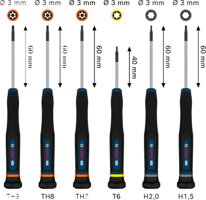 Juego de destornilladores PRO TX/TH/H Precision, 6 piezas