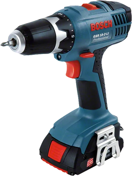 Taladro inalámbrico Bosch GSR 18-2-LI con diseño compacto.