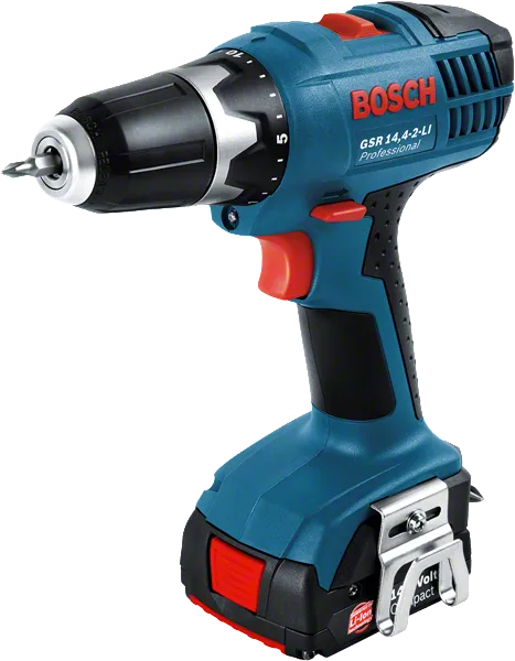 Taladro inalámbrico Bosch GSR 14,4-2-LI con batería de 14,4 V.