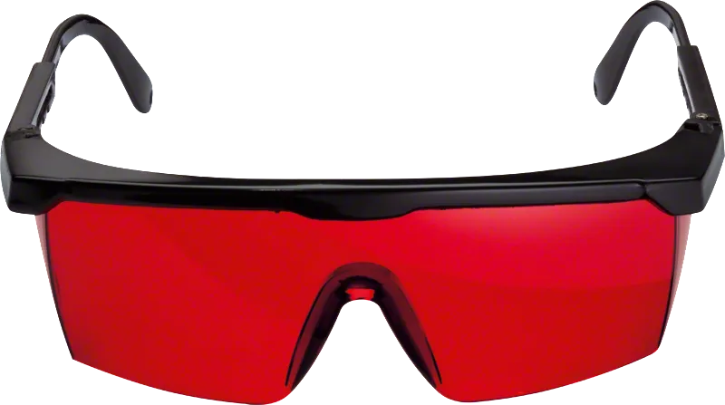 Gafas de visión láser Bosch con lentes tintadas en rojo.