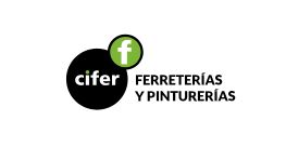 Logo de Cifer, ferreterías y pinturas, con texto en negro y verde sobre fondo blanco.