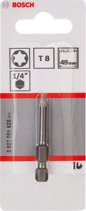 Punta de destornillador extra dura Bosch T8 de 49 mm.