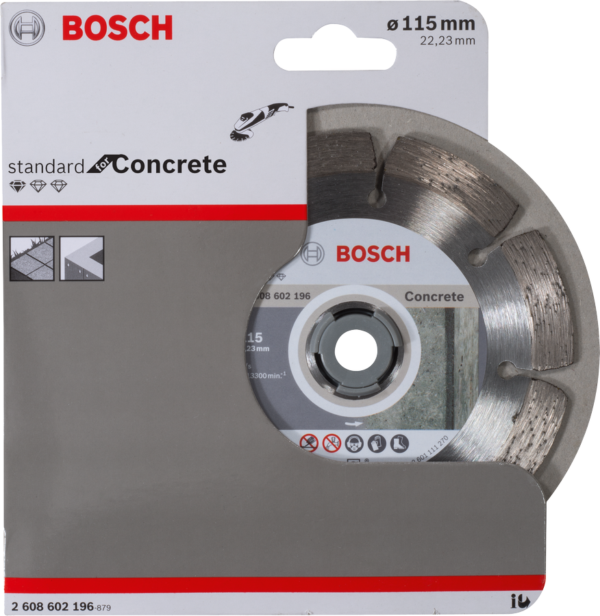 Disco de diamante para corte de hormigón Bosch 115 mm.