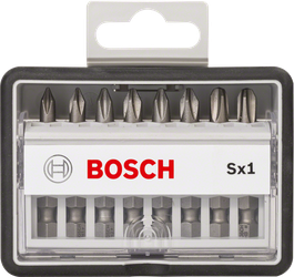 Juego de puntas de destornillador Bosch Sx1 en estuche compacto.