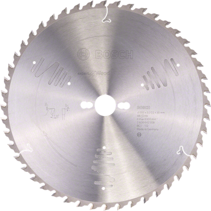 Hoja de sierra circular Bosch Expert for Wood, 48 dientes.