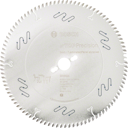 Hoja de sierra circular Bosch Top Precision para paneles laminados.