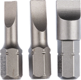 Juego de puntas de destornillador cincel Bosch para tornillos ranurados.