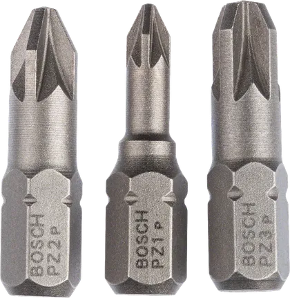Juego de 3 puntas de destornillador extra duras Bosch PZ1 PZ2 PZ3.