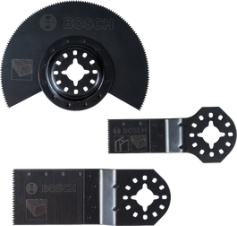 Juego de hojas para herramienta multiusos Bosch para cortar madera y metal.