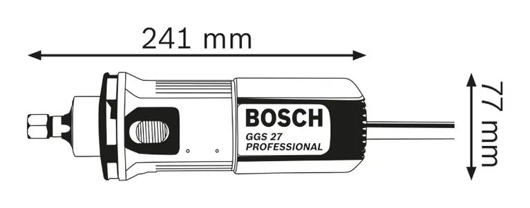 Dimensiones de amoladora recta.