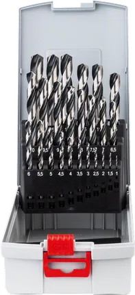 Juego de 25 brocas helicoidales Bosch HSS PointTeQ ProBox.