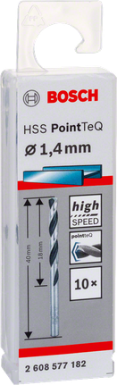 Paquete de brocas Bosch HSS PointTeQ de 1,4 mm.