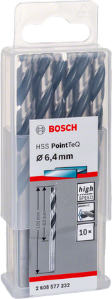 Brocas Bosch HSS PointTeQ de 6,4 mm.