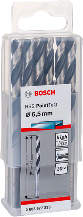 Paquete de brocas Bosch HSS PointTeQ de 6,5 mm.