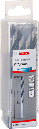 Brocas Bosch HSS PointTeQ de 7,7 mm.