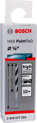 Paquete de brocas Bosch HSS PointTeQ de 1/8″.