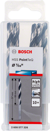 Juego de brocas Bosch HSS PointTeQ de 7/32 pulgadas.