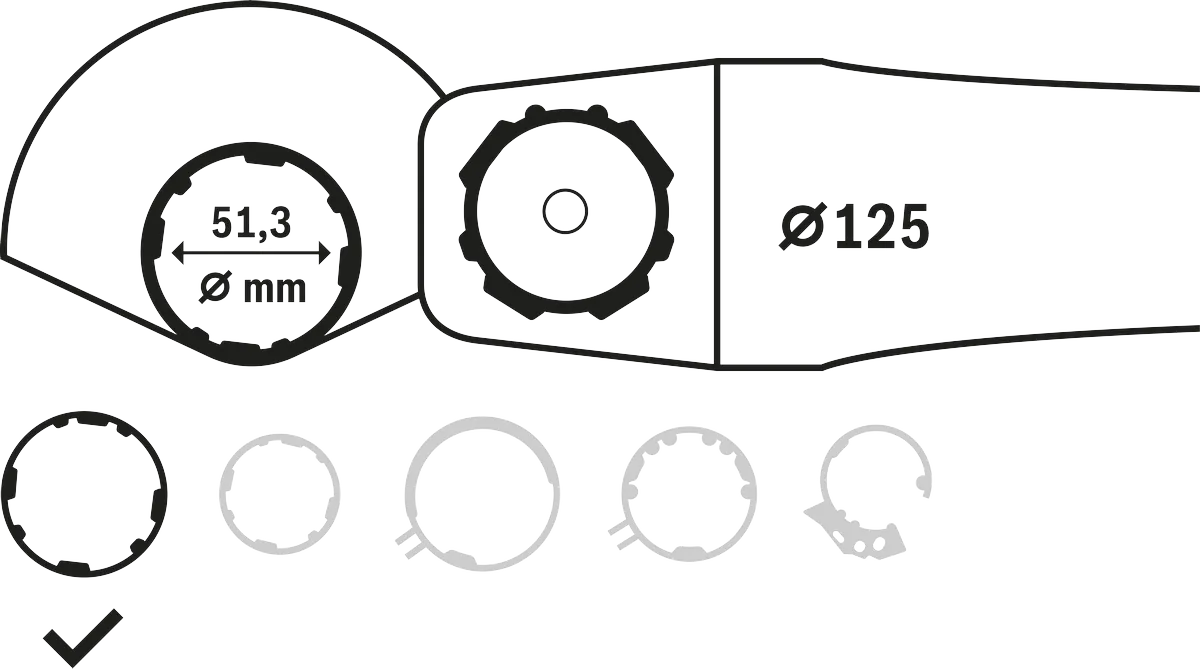 Accesorio de protección combinado 51,3 mm 125 mm.