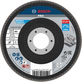 Disco de láminas Bosch PRO X571 115 mm G80 para desbaste de metales.