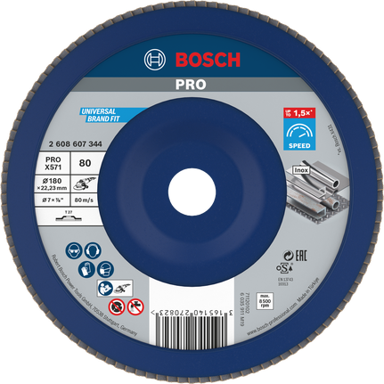 Disco de láminas Bosch PRO X571 180mm G80 para desbaste de metales.