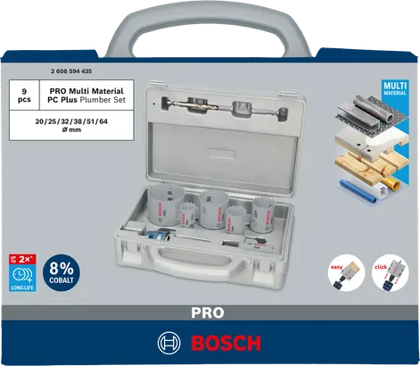 Juego de sierras de corona multimaterial Bosch PRO, 9 piezas.