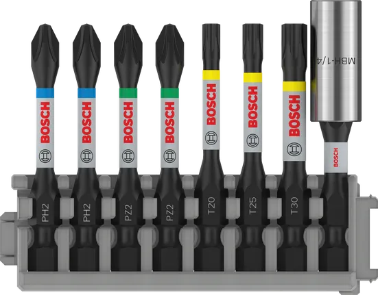 Juego de impacto Bosch PRO con portapuntas estándar, 8 piezas.