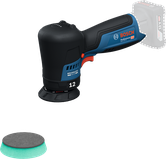 Pulidora a batería Bosch GPX 12V-77 con almohadilla de espuma.
