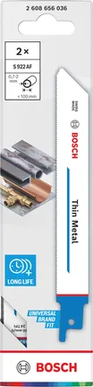 Paquete de hojas de sierra recíproca Bosch S 922 AF para metal fino.