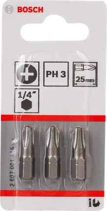 Bosch PH3 1/4″ screwdriver bits 25mm.