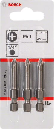 Bosch PH1 49mm screwdriver bits 3-pack.