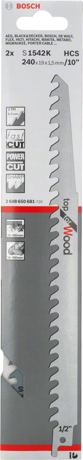 Bosch S 1542 K saw blade for fast wood cutting.